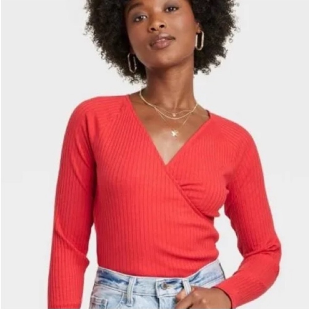 •Universal Thread• Ribbed Knit Surplice Top - Size Large - Picture 3 of 8